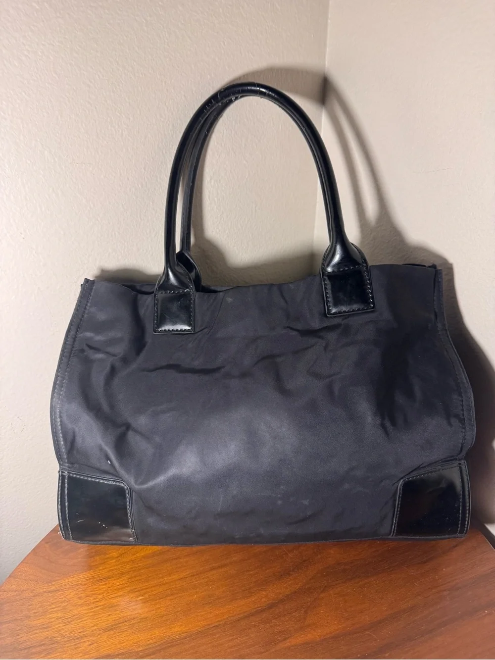 Tory Burch Ella Patent Leather Tote in Black